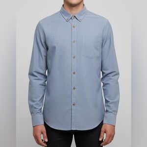 Billabong Tailored Fit/Stretch Light Blue Casual Button-Down Shirt Size Large